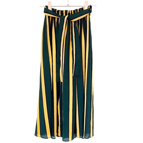 Zaful comfy palazzo pants striped w/elastic waist & tie - Picture 2 of 4